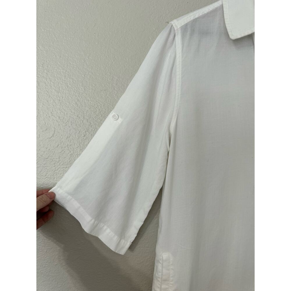 Cloth & Stone White Lyocell Frayed Hem Shirt Dress Size Medium - Picture 8 of 9